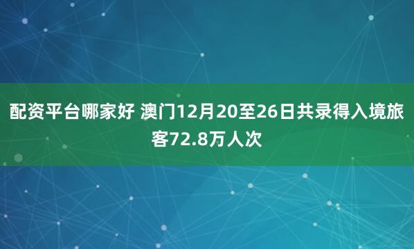 配资平台哪家好 澳门12月20至26日共录得入境旅客72.8万人次