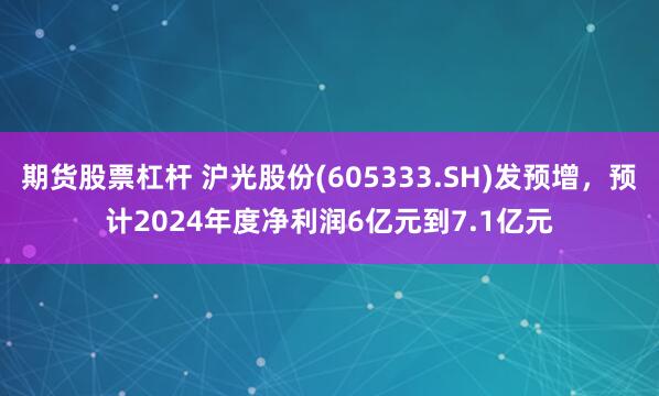 期货股票杠杆 沪光股份(605333.SH)发预增，预计2024年度净利润6亿元到7.1亿元