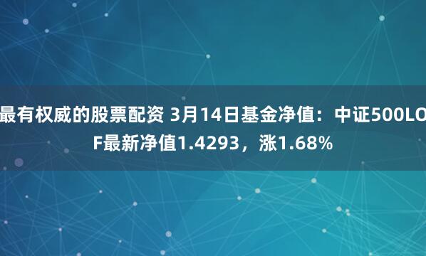 最有权威的股票配资 3月14日基金净值：中证500LOF最新净值1.4293，涨1.68%